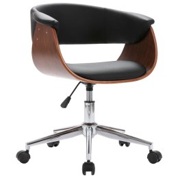 VidaXL Obrotowe krzesło stołowe, czarne, gięte drewno i sztuczna skóra