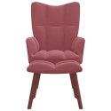 VidaXL Fotel z podnóżkiem, różowy, obity aksamitem
