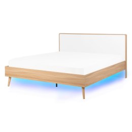 Łóżko LED 140 x 200 cm jasne drewno SERRIS Lumarko!