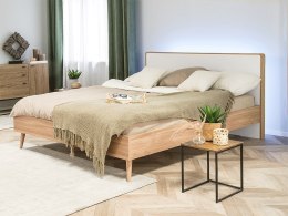 Łóżko LED 140 x 200 cm jasne drewno SERRIS Lumarko!