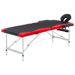 2-strefowy, składany stół do masażu, aluminium, czarno-czerwony Lumarko!