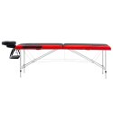 2-strefowy, składany stół do masażu, aluminium, czarno-czerwony Lumarko!