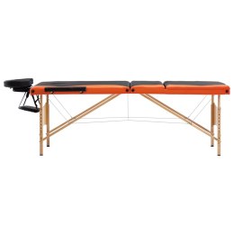 Składany stół do masażu, 3 strefy, drewno, czarno-pomarańczowy Lumarko!