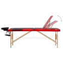 Składany stół do masażu, 3 strefy, drewniany, czarno-czerwony Lumarko!