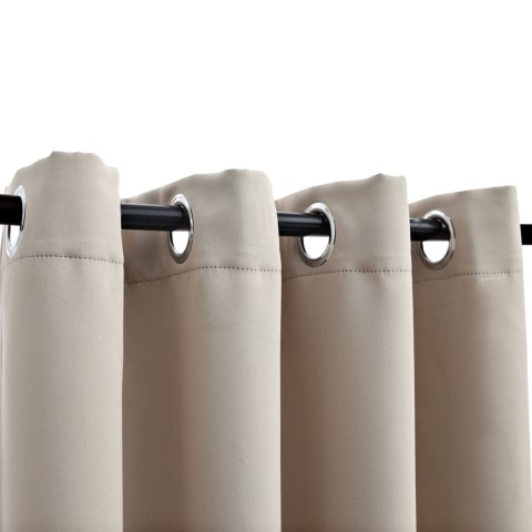 VidaXL Zasłony zaciemniające z metalowymi kółkami, 2 szt., beżowe