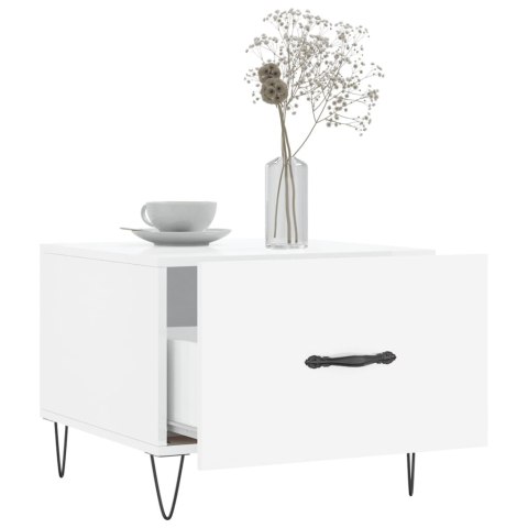 VidaXL Stoliki kawowe, 2 szt., białe z połyskiem, 50x50x40 cm