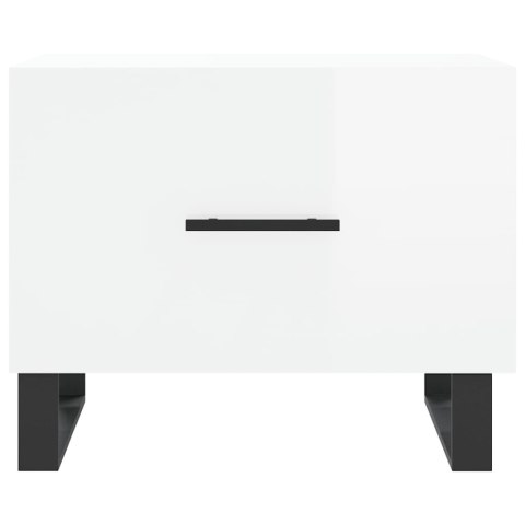 VidaXL Stoliki kawowe, 2 szt., białe z połyskiem, 50x50x40 cm