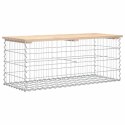 Ławka ogrodowa, gabion, 103x44x42 cm, lite drewno sosnowe Lumarko!