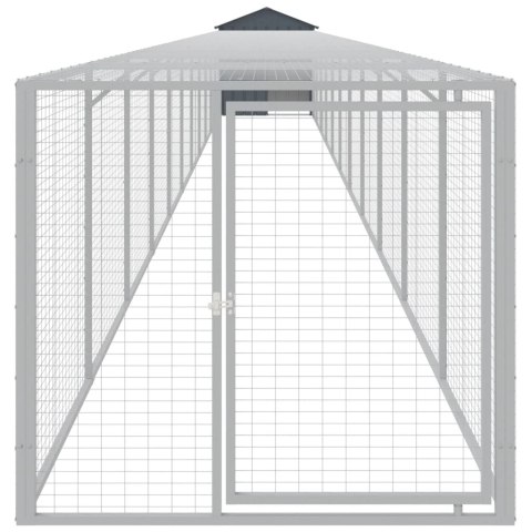 Kurnik z wybiegiem, antracytowy, 117x1221x123 cm, stal