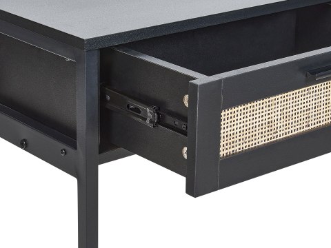 Konsola 2 szuflady fronty rattanowe czarna OPOCO