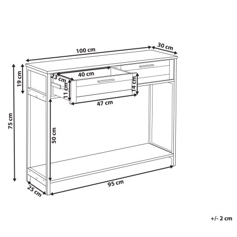 Konsola 2 szuflady fronty rattanowe czarna OPOCO