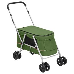 Składany wózek dla psa, zielony, 100x49x96 cm, lniana tkanina Lumarko!