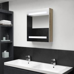 Szafka łazienkowa z lustrem i LED, biel i dąb, 50x14x60 cm Lumarko!