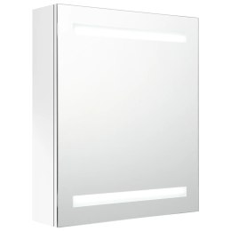 Szafka łazienkowa z lustrem i LED, lśniąca biel, 50x14x60 cm Lumarko!