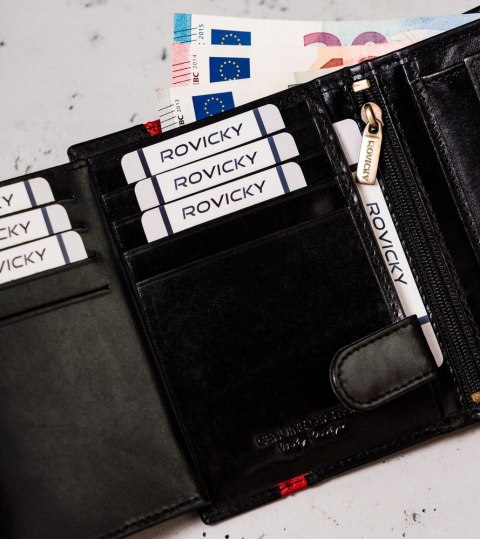 Stylowy portfel męski z bydlęcej skóry naturalnej — Rovicky Lumarko!
