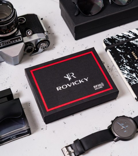 Stylowy portfel męski z bydlęcej skóry naturalnej — Rovicky Lumarko!