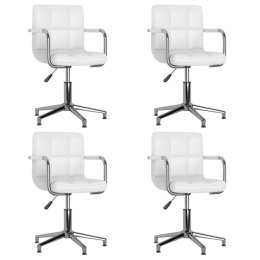 Obrotowe krzesła stołowe, 4 szt., białe, obite sztuczną skórą Lumarko!