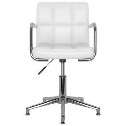VidaXL Obrotowe krzesła stołowe, 4 szt., białe, obite sztuczną skórą