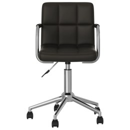 VidaXL Obrotowe krzesło stołowe, czarne, obite sztuczną skórą