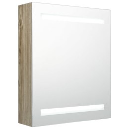 Szafka łazienkowa z lustrem i LED, kolor dębu, 50x14x60 cm Lumarko!