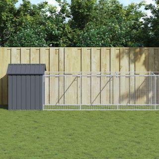 Buda dla psa, z dachem, antracytowa, 117x609x123 cm, stal