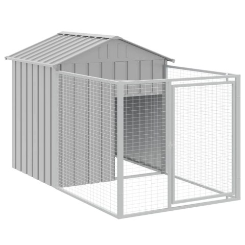 Buda dla psa, z dachem, jasnoszara, 117x1221x123 cm, stal