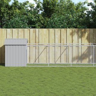 Buda dla psa, z dachem, jasnoszara, 117x609x123 cm, stal