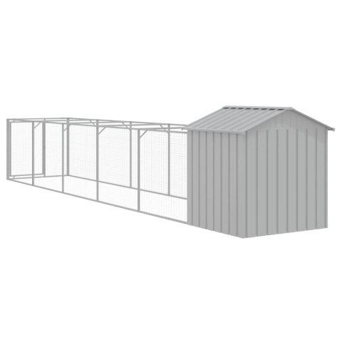 Buda dla psa, z dachem, jasnoszara, 117x609x123 cm, stal