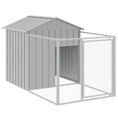 Buda dla psa, z dachem, jasnoszara, 117x609x123 cm, stal