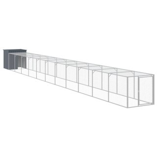 Kurnik z wybiegiem, antracytowy, 110x1221x110 cm, stal