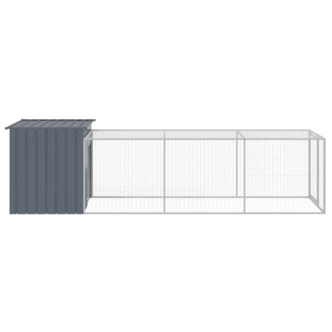 Kurnik z wybiegiem, antracytowy, 110x405x110 cm, stal Lumarko!