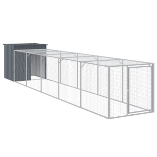 Kurnik z wybiegiem, antracytowy, 110x609x110 cm, stal