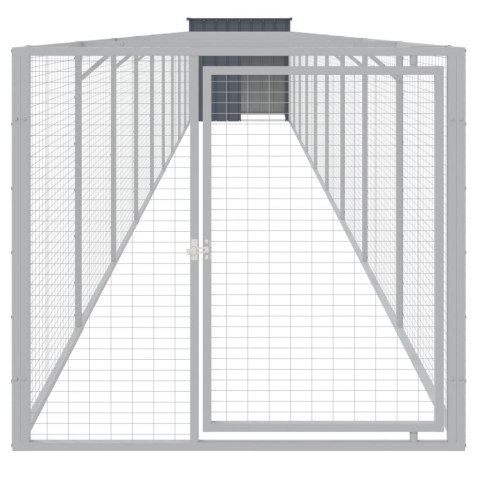 Buda dla psa, z wybiegiem, antracytowa, 110x1017x110 cm, stal Lumarko!