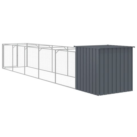 Buda dla psa, z wybiegiem, antracytowa, 110x609x110 cm, stal Lumarko!