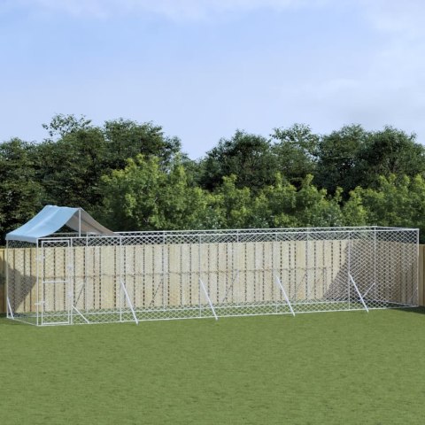 Kojec dla psa, z dachem, srebrny, 10x2x2,5m, stal galwanizowana Lumarko!