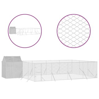 Kojec dla psa, z dachem, srebrny, 10x6x2,5m, stal galwanizowana Lumarko!
