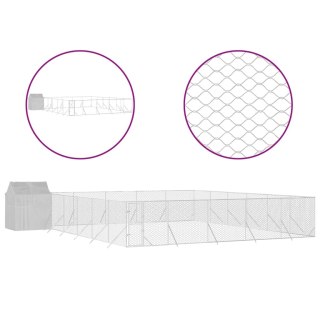 Kojec dla psa z dachem, srebrny, 12x12x2,5 m stal galwanizowana Lumarko!