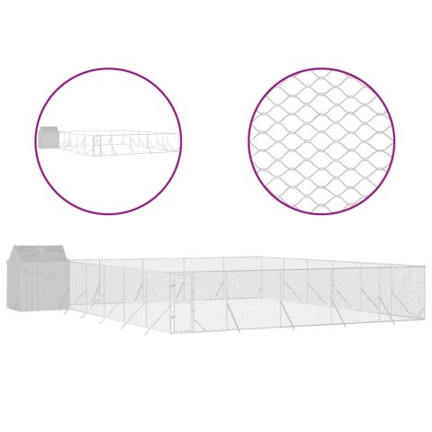 Kojec dla psa z dachem, srebrny, 12x12x2,5 m stal galwanizowana Lumarko!