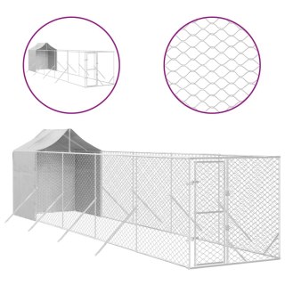 Kojec dla psa, z dachem, srebrny, 2x10x2,5m, stal galwanizowana Lumarko!