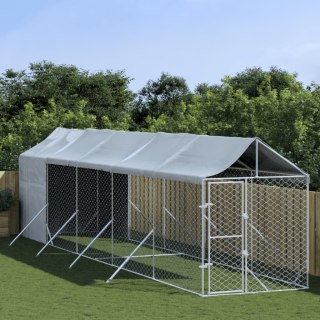 Kojec dla psa, z dachem, srebrny, 2x10x2,5m, stal galwanizowana Lumarko!