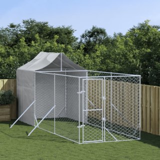 Kojec dla psa, z dachem, srebrny, 2x6x2,5 m, stal galwanizowana Lumarko!