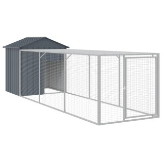 Kurnik z wybiegiem, antracytowy, 117x405x123 cm, stal Lumarko!