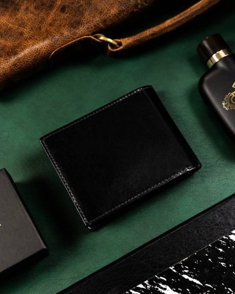 Elegancki, skórzany portfel męski bez zapięcia zewnętrznego — Rovicky Lumarko!