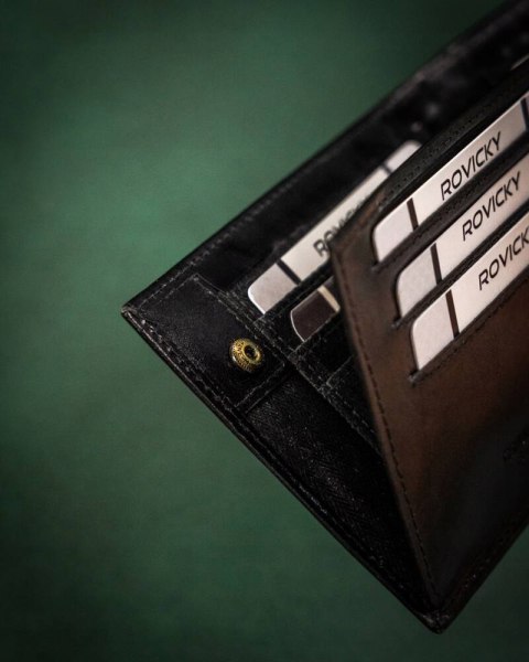 Skórzany portfel męski z systemem RFID — Rovicky Lumarko!