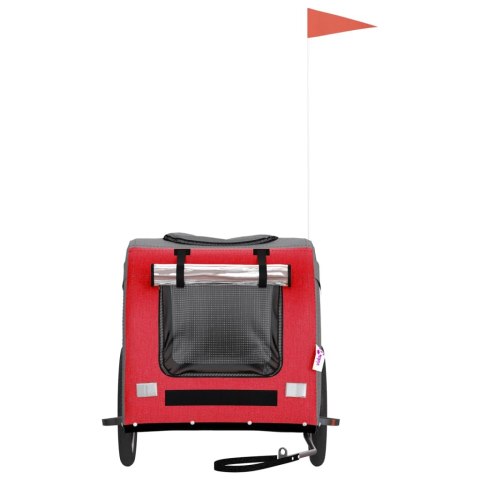 VidaXL Przyczepka rowerowa dla psa, czerwono-szara, tkanina Oxford Lumarko!