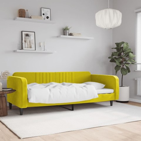 Sofa z funkcją spania, żółta, 90x200 cm, obita aksamitem Lumarko!