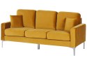 Sofa 3-osobowa welurowa żółta GAVLE Lumarko!