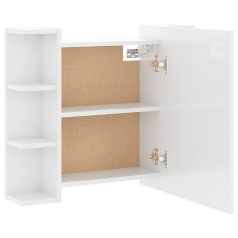 Szafka z lustrem i LED, biała z połyskiem, 70x16,5x60 cm Lumarko!
