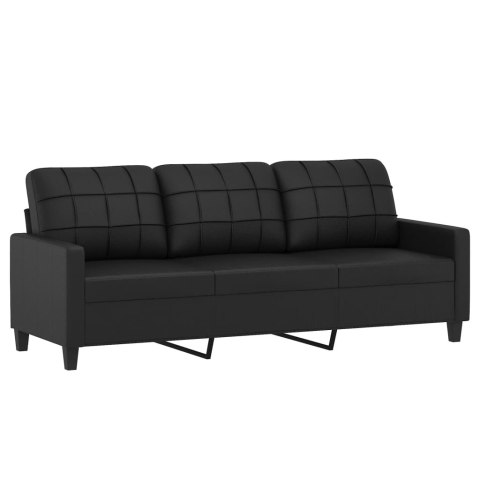 3-osobowa sofa, czarna, 180 cm, obita sztuczną skórą Lumarko!
