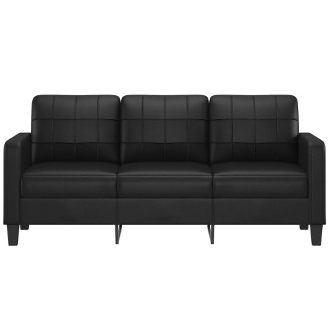 3-osobowa sofa, czarna, 180 cm, obita sztuczną skórą Lumarko!